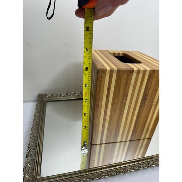 Natural Wood Tissue Box Cover Brown Beige Vertical Bath Decor Indonesia - Picture 8 of 8